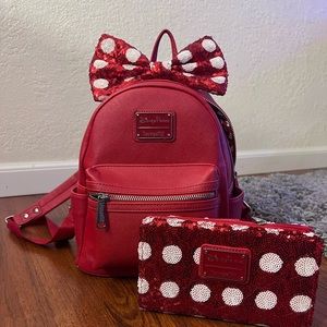 Loungefly Disney Parks Minnie Mouse Backpack and Wallet